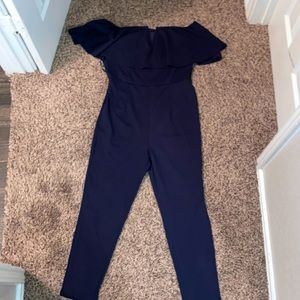 Navy Blue Jumpsuit off the shoulder